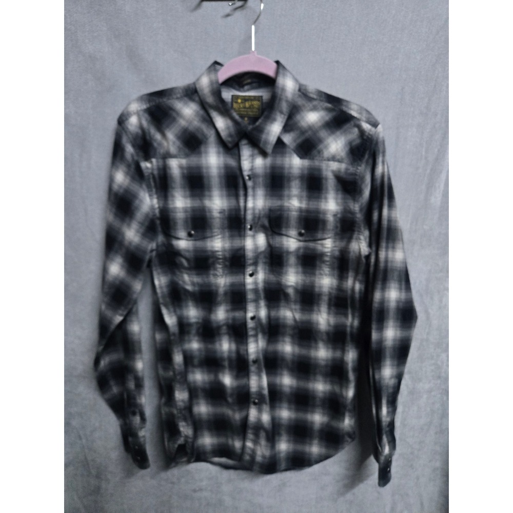 Lucky Brand Mens Saturday Stretch Slim Fit Plaid Western Pearl Snap Shirt M